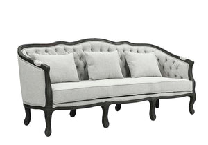 Samael - Sofa - Gray Linen & Dark Brown Finish