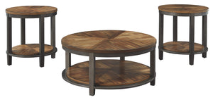 Roybeck - Light Brown / Bronze - Occasional Table Set (Set of 3)