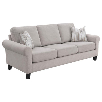Nadine - Upholstered Round Arm Sofa - Oatmeal