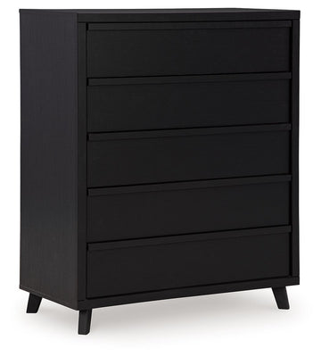 Danziar - Five Drawer Wide Chest - Black