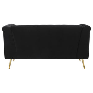 Holly - Tuxedo Arm Tufted Back Loveseat - Black