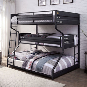 Lodida - Full/Twin Over Queen Triple Decker Bed - Black