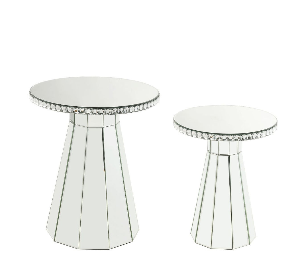 Lotus - Accent Table - Mirroed & Faux Cyrstals Inlay - 24
