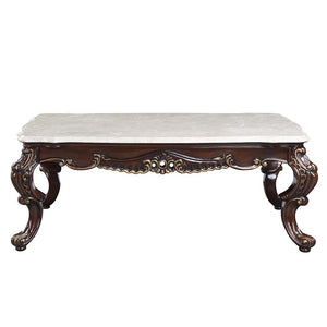 Benbek - Coffee Table - Marble & Antique Oak Finish