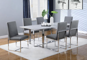 Annika - Rectangular Glass Top Dining Table - White and Chrome