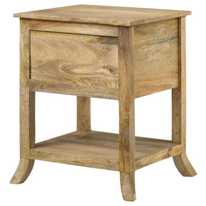 Russo - 2-Drawer Accent Table With Open Shelf - Natural Mango