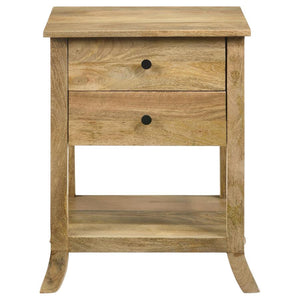 Russo - 2-Drawer Accent Table With Open Shelf - Natural Mango