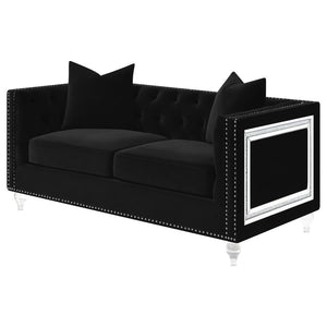 Delilah - Upholstered Tufted Tuxedo Arm Loveseat - Black