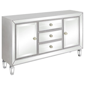 Leticia - 3-Drawer Mirrored Storage Accent Cabinet - Silver