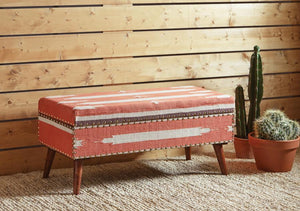 Noah - Upholstered Storage Bench - Orange and Beige