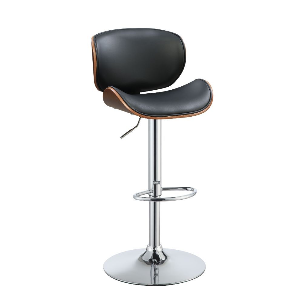 Camila - Stool - Black PU & Walnut - Metal - 45