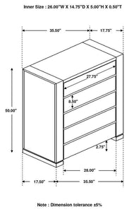 Lorenzo - 5-Drawer Chest - Dark Gray