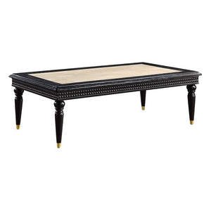 Tayden - Coffee Table - Marble Top & Black Finish