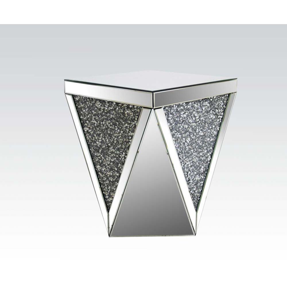 Noralie - End Table - Mirrored & Faux Diamonds - Glass - 23