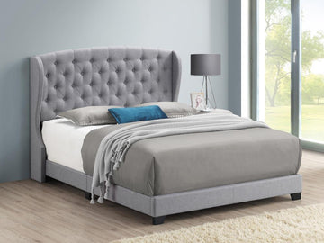 Krome - Upholstered Bed with Demi-wing Headboard