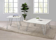 Harley - Hairpin Leg Square End Table - White and Chrome