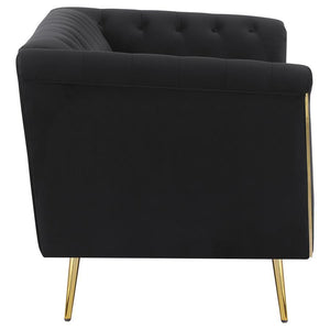 Holly - Tuxedo Arm Tufted Back Loveseat - Black