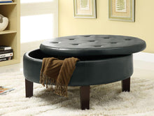 Reginald - Round Tufted Upholstered Storage Ottoman - Dark Brown