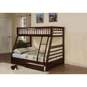 Jason - Twin Over Full Bunk Bed With 2 Drawers - Dark Brown - 79"