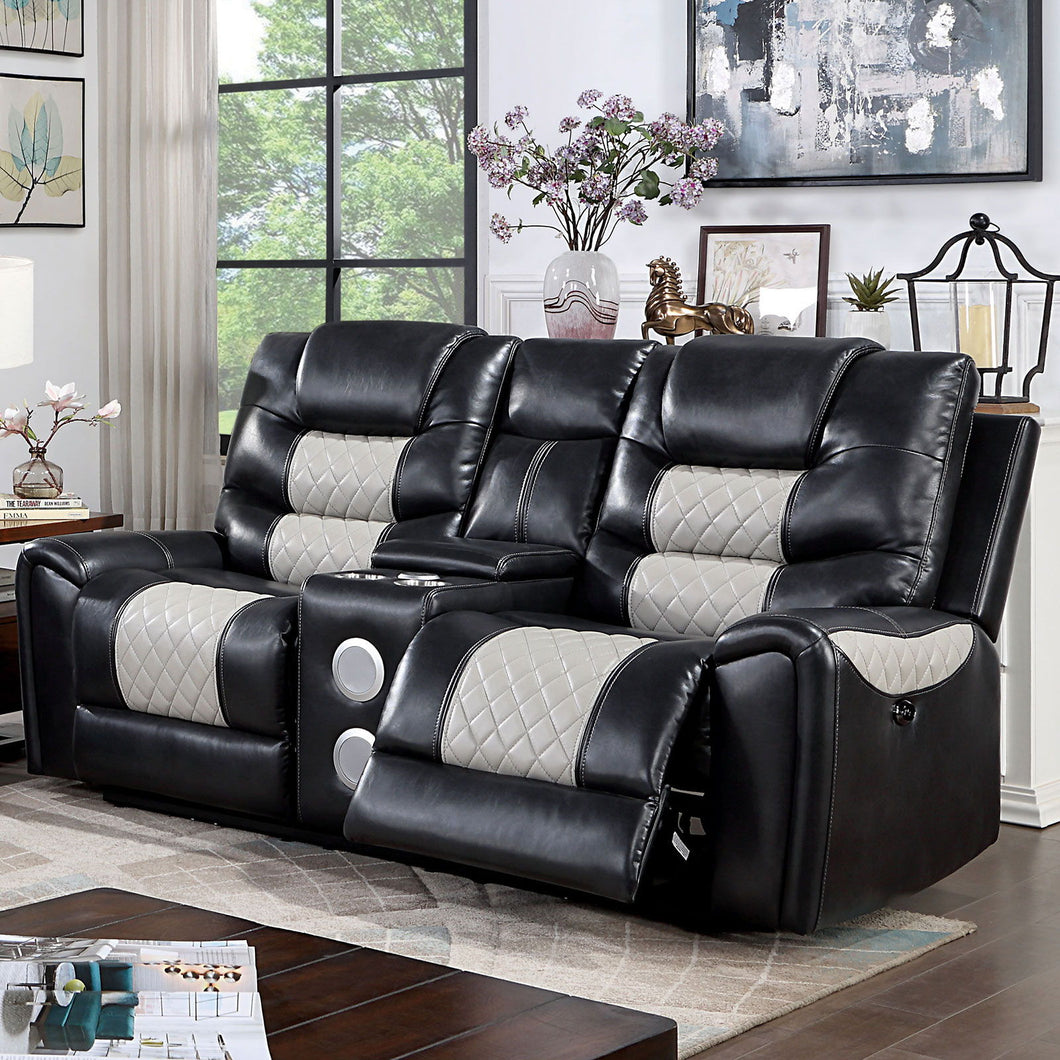 Leipzig - Power Loveseat - Black / Light Gray