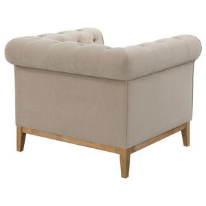 Sandrine - Button Tufted Tuxedo Arms Chair - Camel