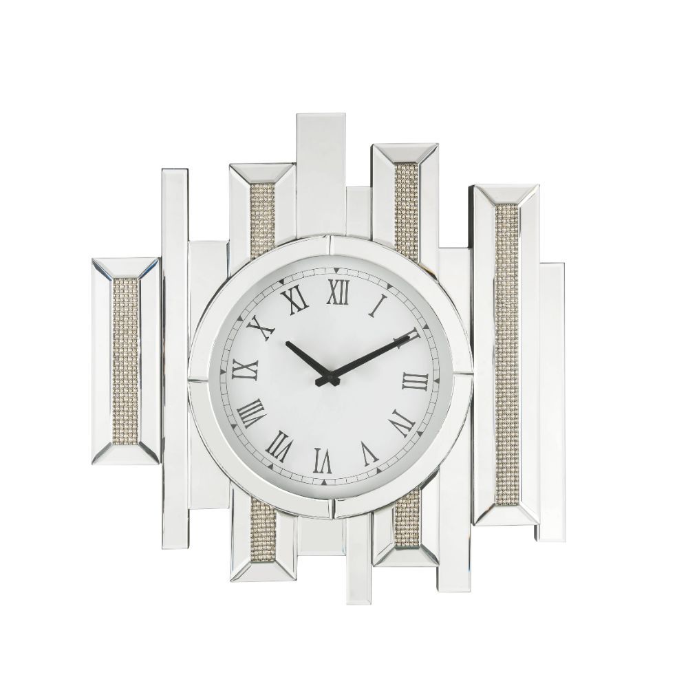 Lavina - Wall Clock - Mirrored & Faux Diamonds - 22