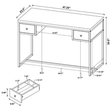 Millbrook - 2-Drawer Writing Desk - Rustic Oak Herringbone and Gunmetal