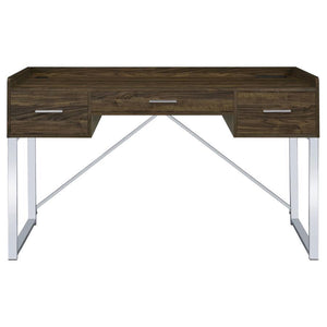 Angelica - 3-Drawer Writing Desk - Walnut And Chrome