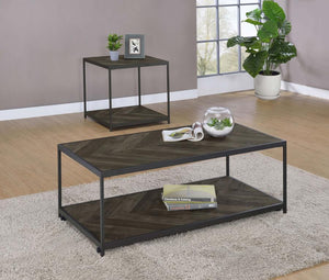 Beckley - Chevron End Table - Rustic Gray Herringbone