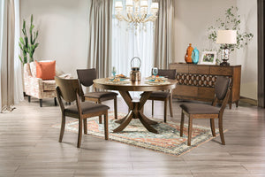 Marina - Round Dining Table - Walnut / Dark Chocolate