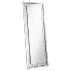 Yves - Acrylic Crystal Inlay Floor Mirror - Silver