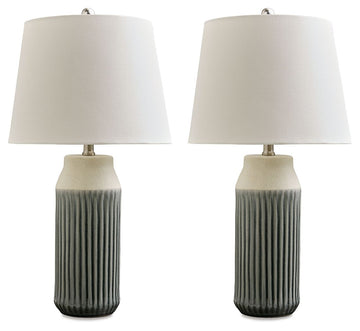 Afener - Ceramic Table Lamp (Set of 2) - Blue / Beige