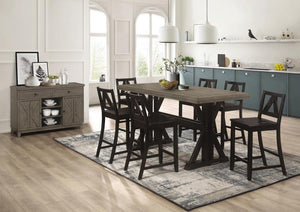 Bairn - 5-Piece Rectangular Counter Height Dining Set - Barn Grey and Black Sand