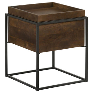 Ondrej - Square Accent Side Table Removable Tray - Dark Brown