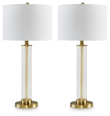Orenman - Glass Table Lamp (Set of 2) - Clear / Brass Finish