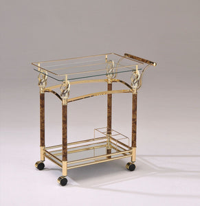 Helmut - Serving Cart - Gold Plated & Clear Glass - Tempered