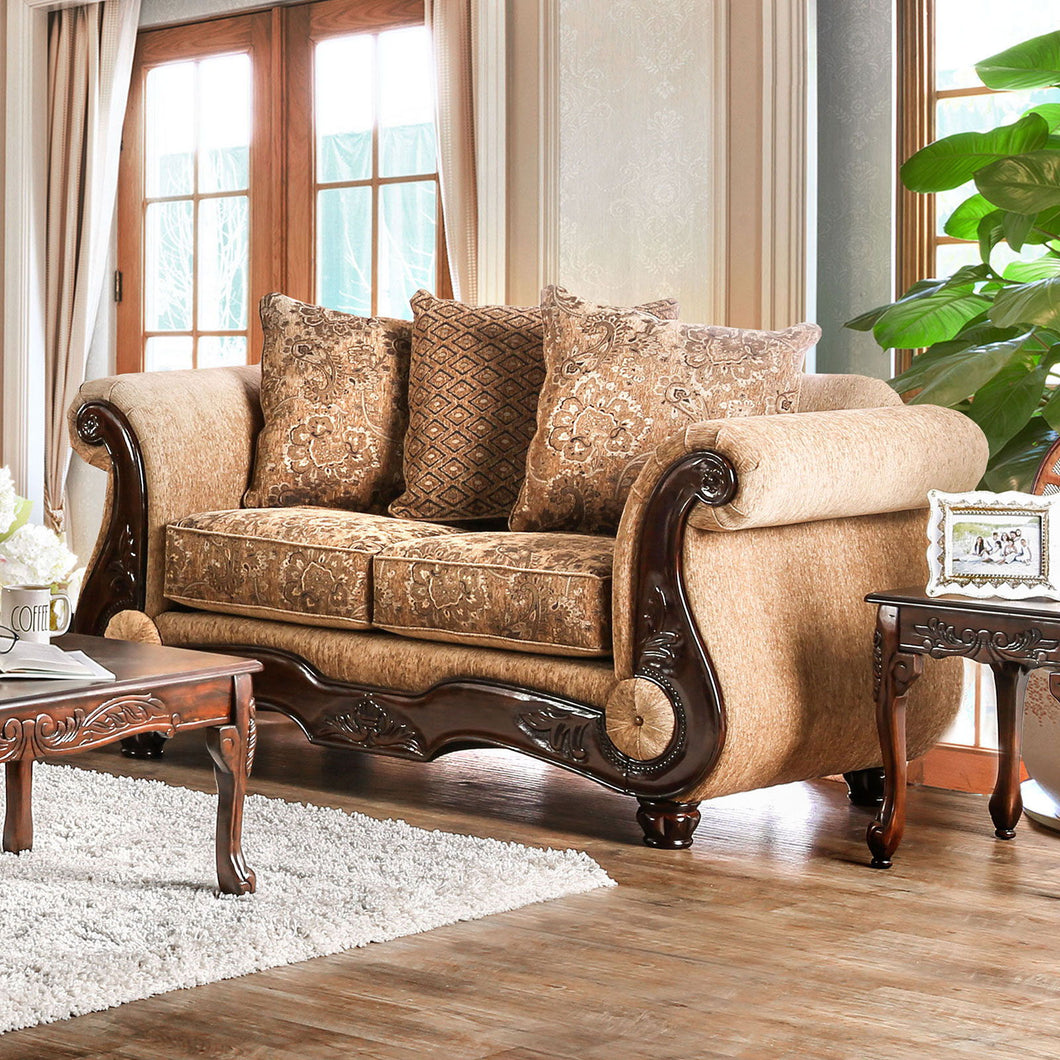 Nicanor - Loveseat - Tan / Gold