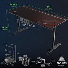 Tarnov - Rectangular Metal Gaming Desk With USB Ports - Black