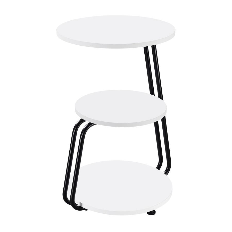 Hilly - 3-Tier Round Accent Side Table - White And Black