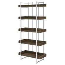 Angelica - 5-Shelf Bookcase - Walnut And Chrome