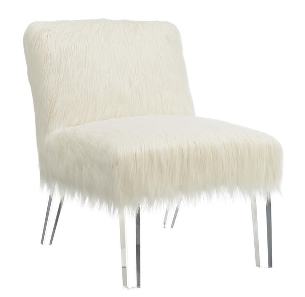Chandler Faux Sheepskin Upholstered Accent Chair White