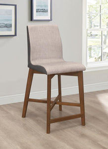 Logan - Upholstered Counter Height Stools (Set of 2) - Light Grey and Natural Walnut