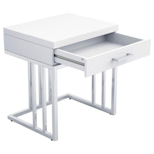 Dalya - 1-Drawer Rectangular End Table - Glossy White and Chrome