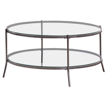 Laurie - Glass Top Round Coffee Table - Black Nickel and Clear