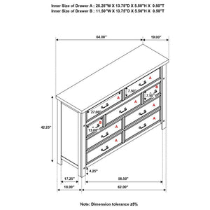 Barstow - 9-Drawer Rectangular Dresser - Pinot Noir