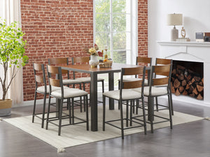 Stellany - Brown / Gray - 9 Pc. - Counter Table, 8 Upholstered Barstools