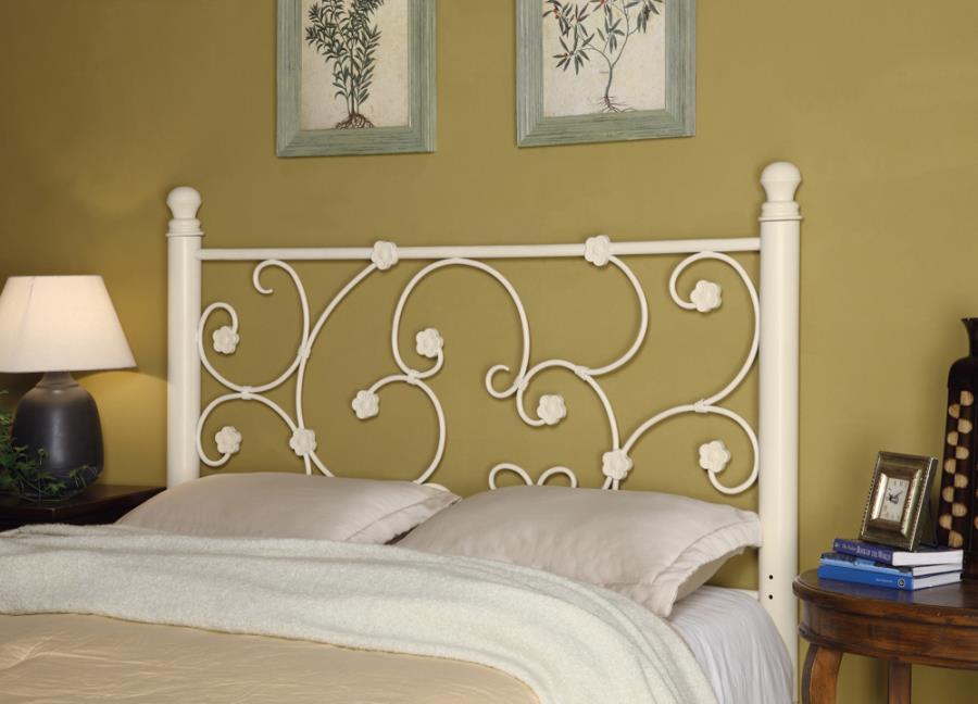 Chelsea - Queen / Full Headboard With Floral Pattern - White