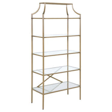 Serena - 5-Tier Tempered Glass Shelves Bookcase - Matte Gold