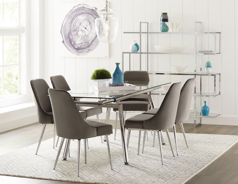 Sonnett - Expandable Glass Top Dining Table - Gray