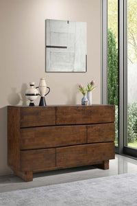 Genevieve - 6-Drawer Rectangular Dresser - Dark Brown